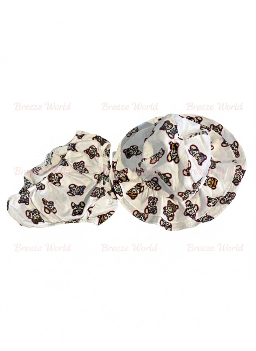 Moschino Toddler Teddy Bear Print Hat & Bloomers