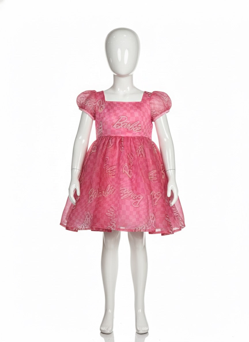 Barbie Girls' Organza Puff Sleeve Dress Party Dress